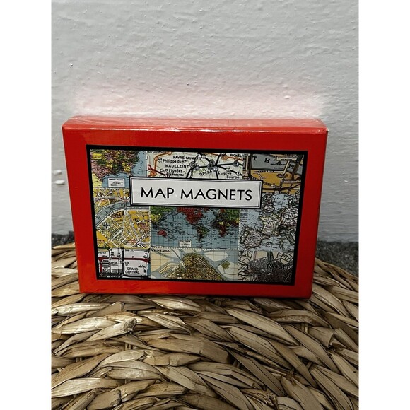 Cavallini & Co Vintage Map Magnets,New in Sealed Box From 2005 - Picture 1 of 2